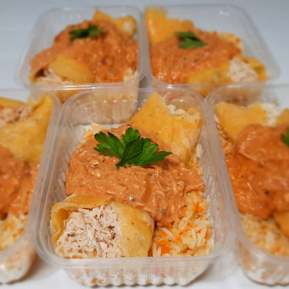 Panqueca de Cenoura Recheada com Frango e Ricota - NahTerra