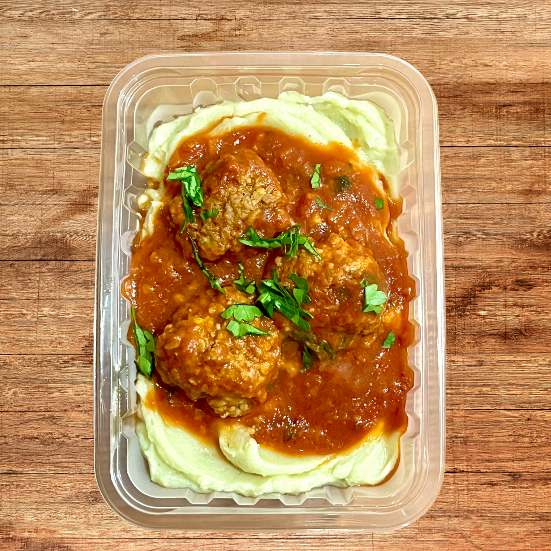 Almôndega de carne purê de batata doce