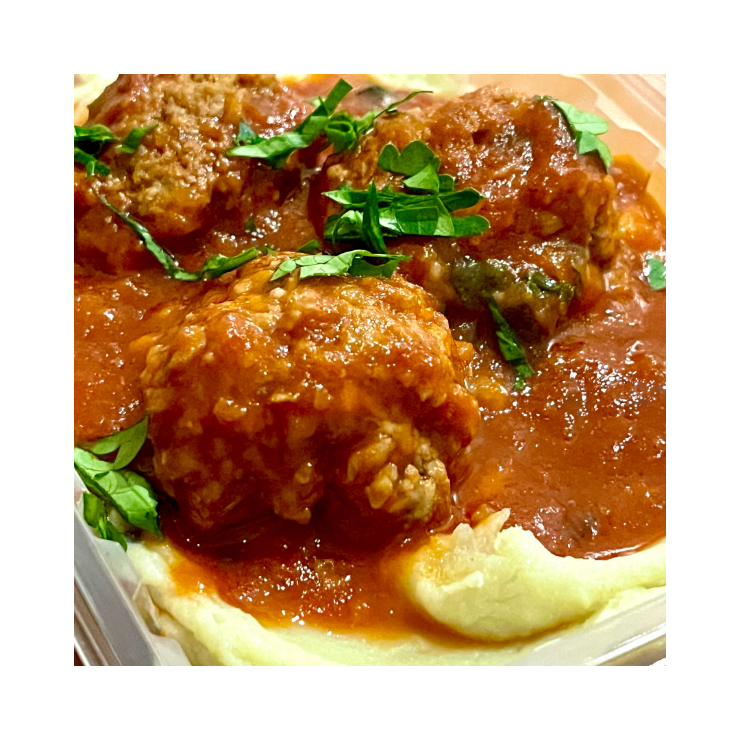 Almôndega de carne purê de batata doce