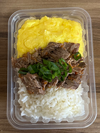 Creme de baroa com patinho desfiado e arroz - NahTerra