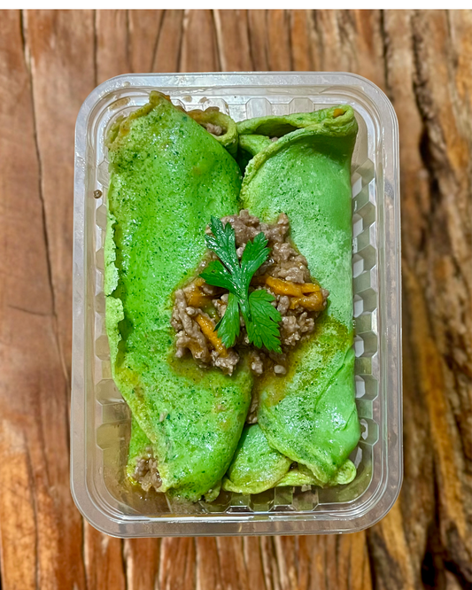 Panqueca de espinafre com carne