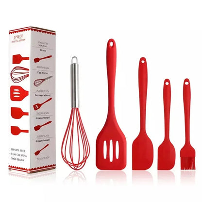 Conjunto de utensílios de cozinha antiaderente de silicone, colher de bolo, colher de cozinha, batedor de ovos, escova de óleo,